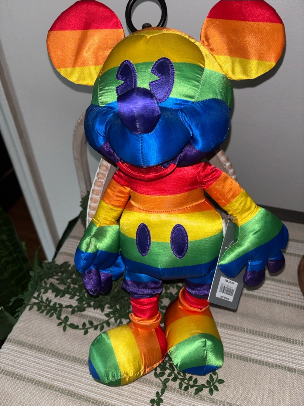 Disney Rainbow Striped Plush Mickey Mouse Toy